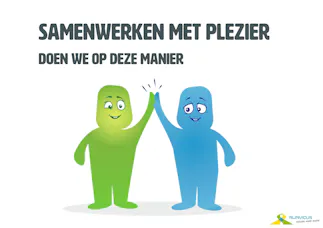 Twee figuren geven elkaar een high five