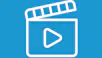 Wit filmklapper-icoon met afspeelknop