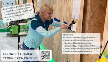Vrouw werkt aan elektrische installatie in een workshop.