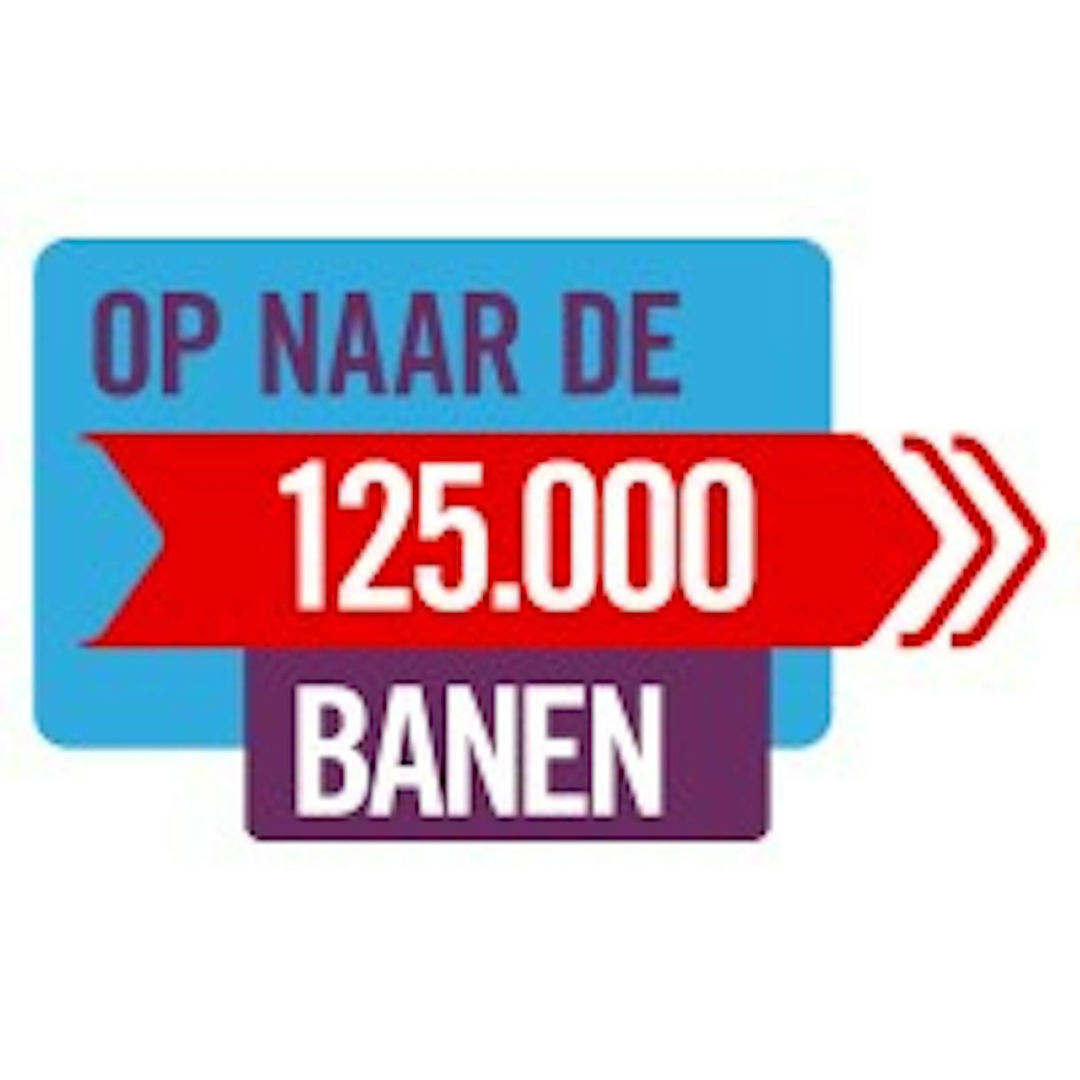 Tekst: "Op naar de 125.000 banen" met pijlen.