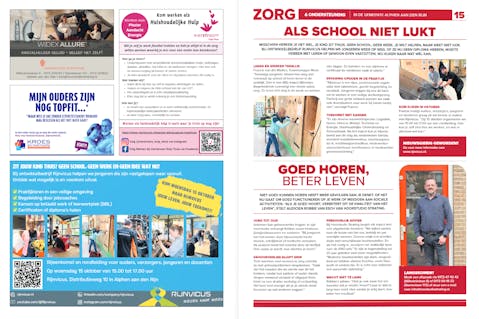 Twee pagina's met informatie over zorg en onderwijs.