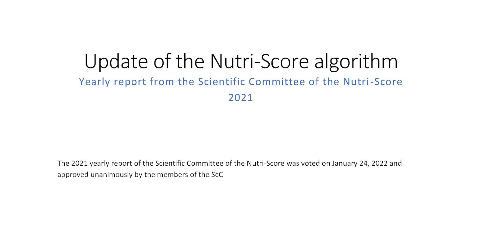 Expertgroep publiceert tussenrapport over aanpassingen algoritme Nutri-Score