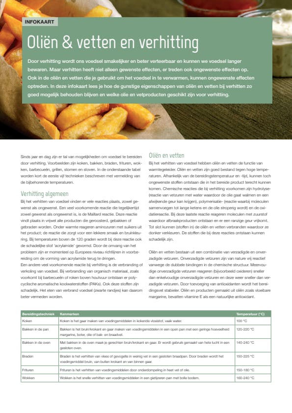 Infokaart Oliën & Vetten en Verhitting