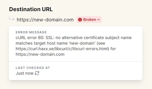 Broken destination monitoring