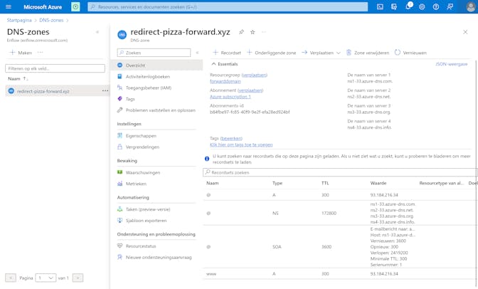 Azure DNS Current DNS