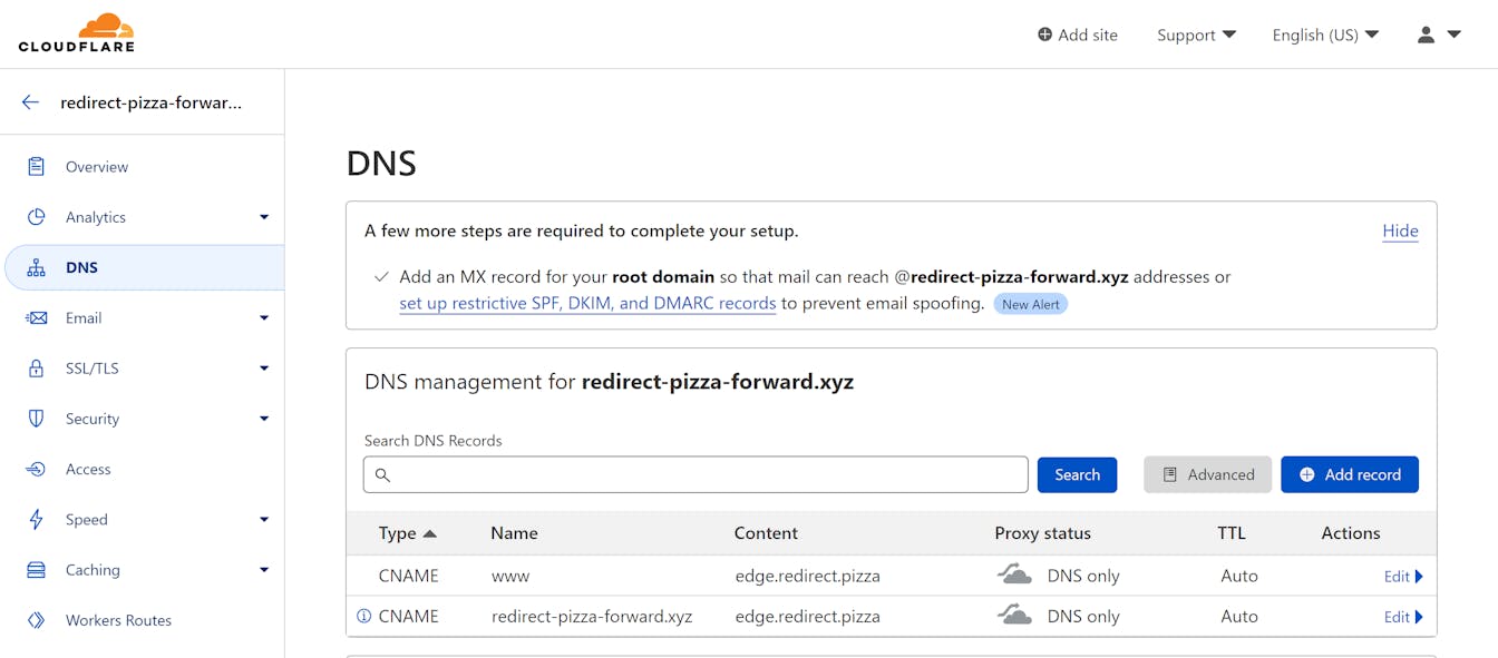 Changed DNS