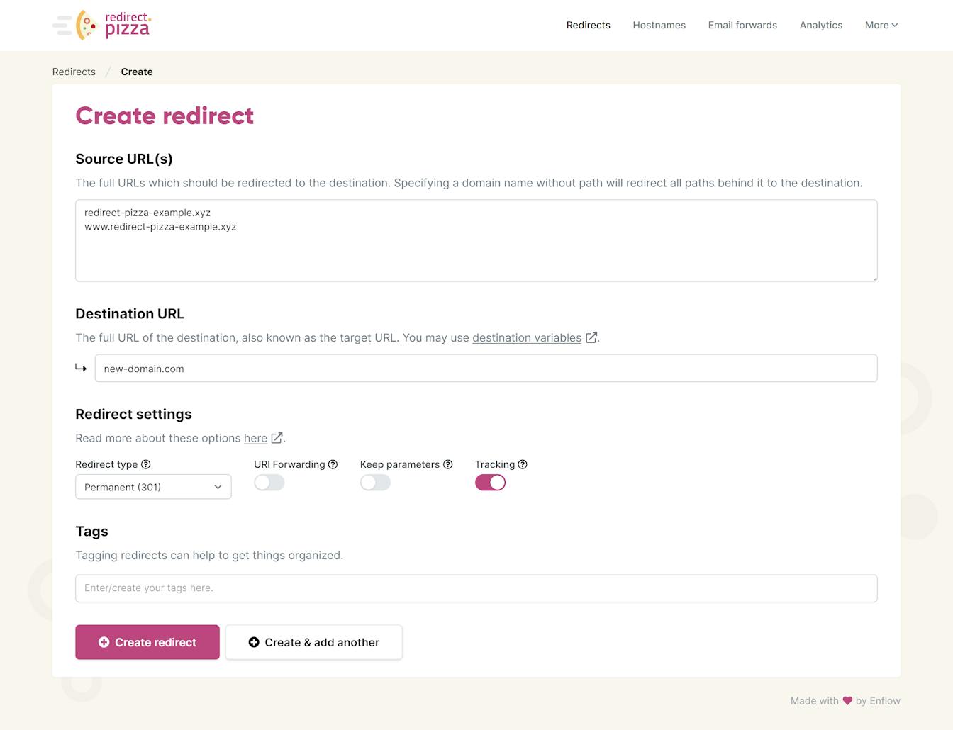 GoDaddy add redirect