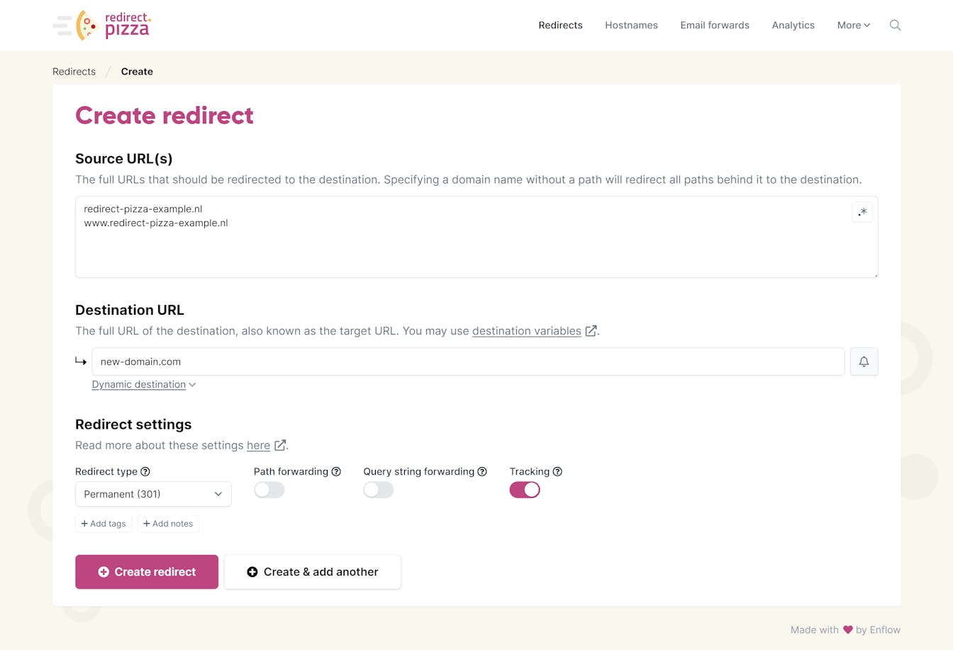 Mijndomein create redirect
