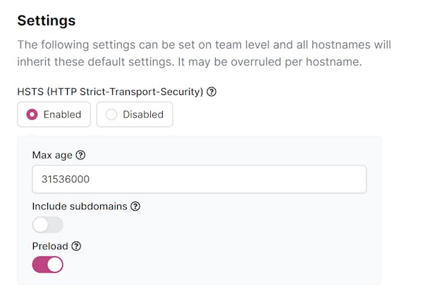 General HSTS options